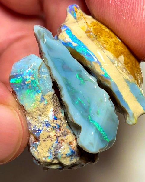 Lightning Ridge Rough Opal 79cts Big sized Dark Base Seam Blue & green showing in bars 32x19x11mm to 30x15x9mm WAD41