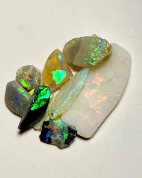 Lightning Ridge Opal Rough n Rub Parcel Black Dark & Crystal From the Miners Bench® 27cts Super Bright Multifires 30x12x3mm to 6x5x4mm  WSY95