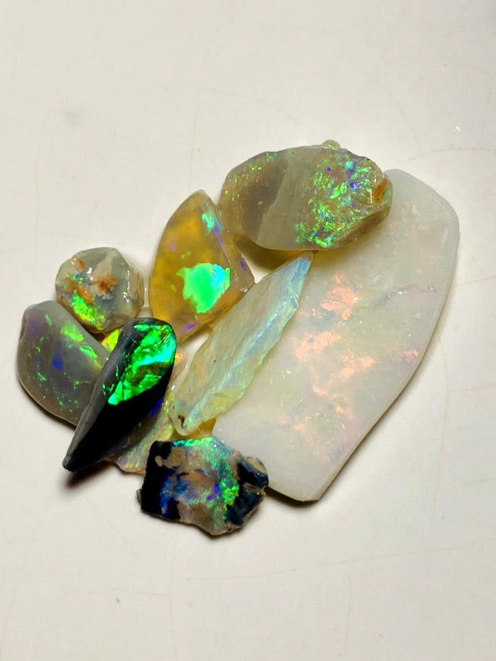 Lightning Ridge Opal Rough n Rub Parcel Black Dark & Crystal From the Miners Bench® 27cts Super Bright Multifires 30x12x3mm to 6x5x4mm  WSY95