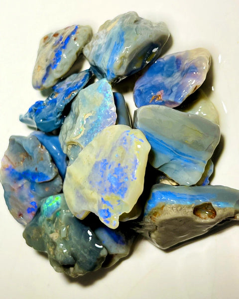 Lightning Ridge Rough Big Thick  Dark Seams Opal Parcel 185cts Lots of Potential & Cutters Lots Bright colours & bars 30x25x6mm to 20x14x5mm WAB39