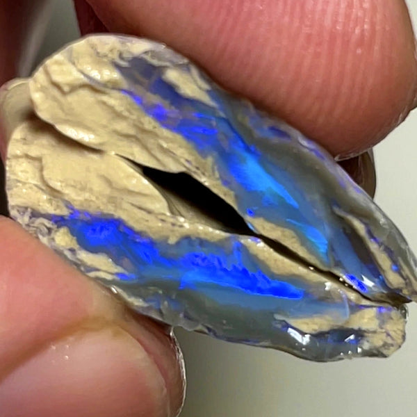 Lightning Ridge Rough Opal 27.5cts Stunning Dark Crystal Knobby Split with Vibrant Blues 27x18x7mm & 25x10x5mm WAD3