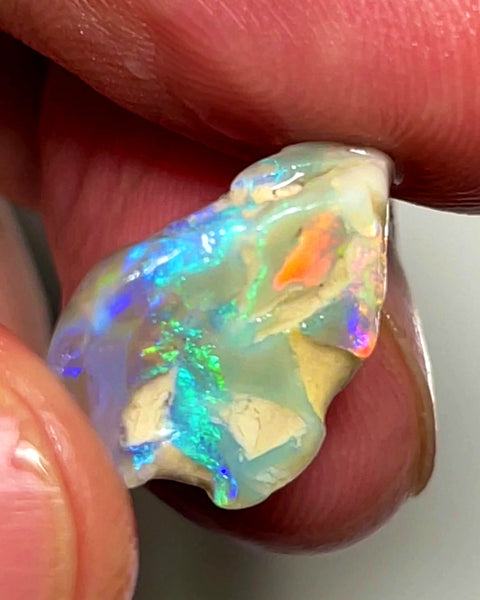 Lightning Ridge 9.5cts Bright knobby Crystal Opal rough lots of Multifires showing 17x11x11 mm 1129