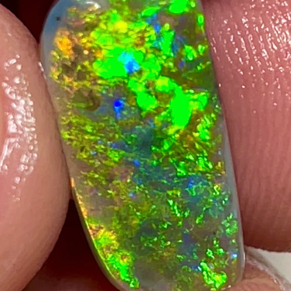 Gem Rub Of Lightning Ridge 4.95cts Stunning Super Bright & gorgeous Electric Multifires for setting in fine jewellery  17.00x 8.00x 3.00mm