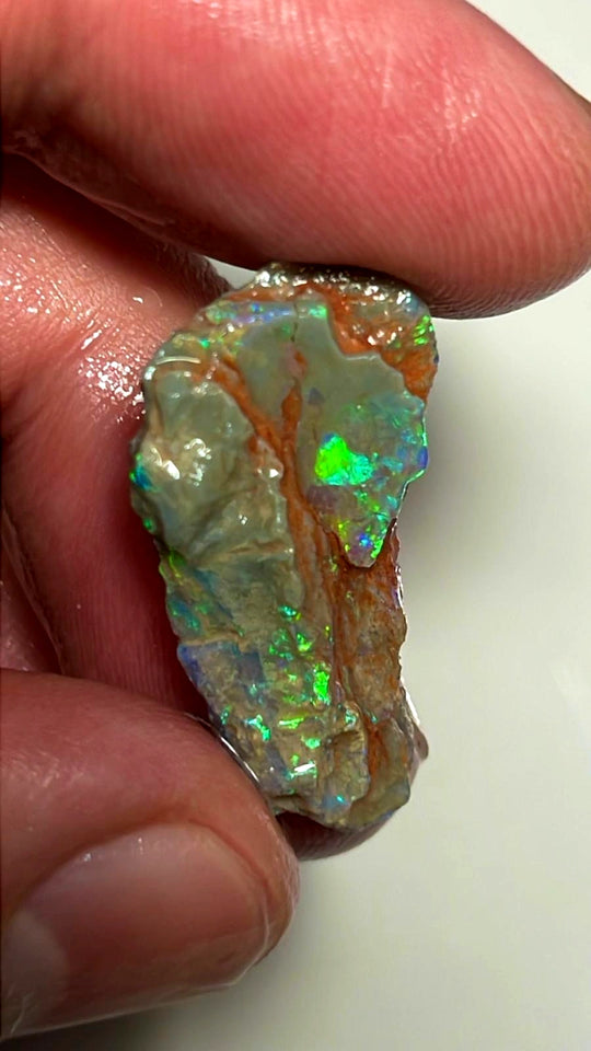 Lightning Ridge Opal Rough Untouched Dark Crystal Base Seam Formation 9.25ts Stunning Bright Multicolour 27x14x4mm WAE32