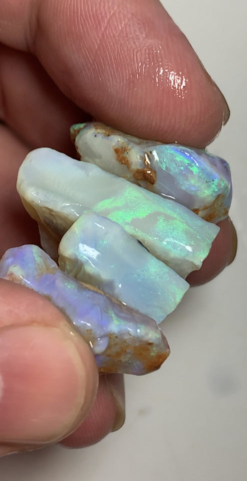 Lightning Ridge Rough Opal Thick Seams Stack cutters 80cts Select Material Lots Bright Multifires in nice thick bars 25x20x7mm to 20x15x6mm WST69