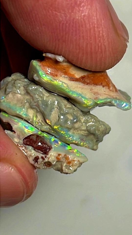 Lightning Ridge Opal Rough Dark Base Seam Stack 20cts Stunning Bright Multicolours 18x15x7mm to 14x10x6mm WAE33