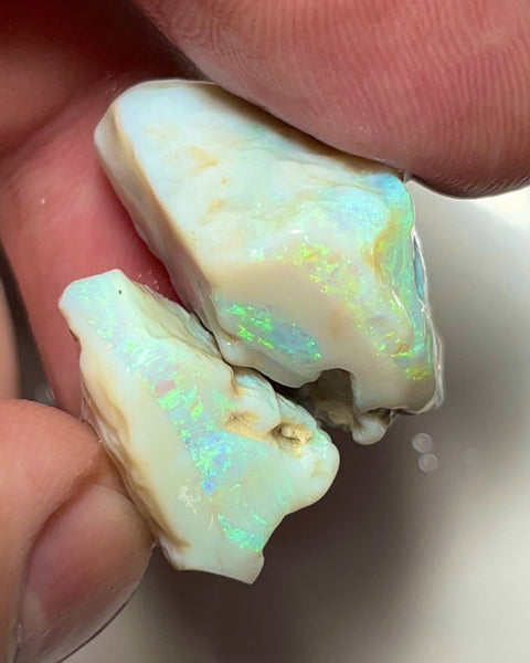 Lightning Ridge Rough Big Thick Seam Opals 50.00cts Stunning Light base with Gorgeous Bright Multi fires 27x17x16 & 20x12x11 mm NSA024