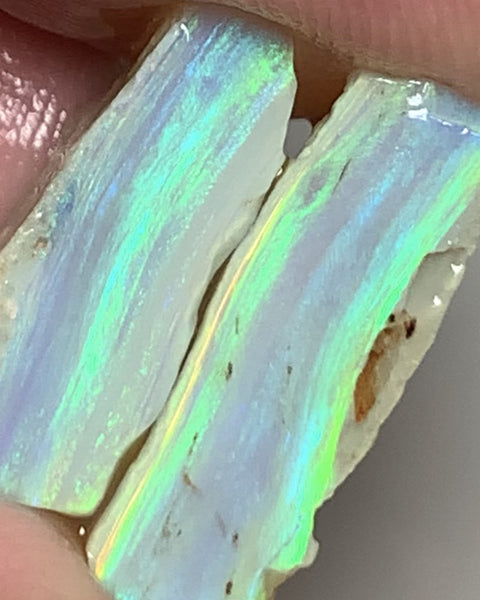 Lightning Ridge Rough Opal Crystal 16.5cts Cutters Candy® Exotic Seam Split Gem Grade packed with Amazing Bright fires in stunning bars 20x10x6mm & 18x8x7mm WSV19