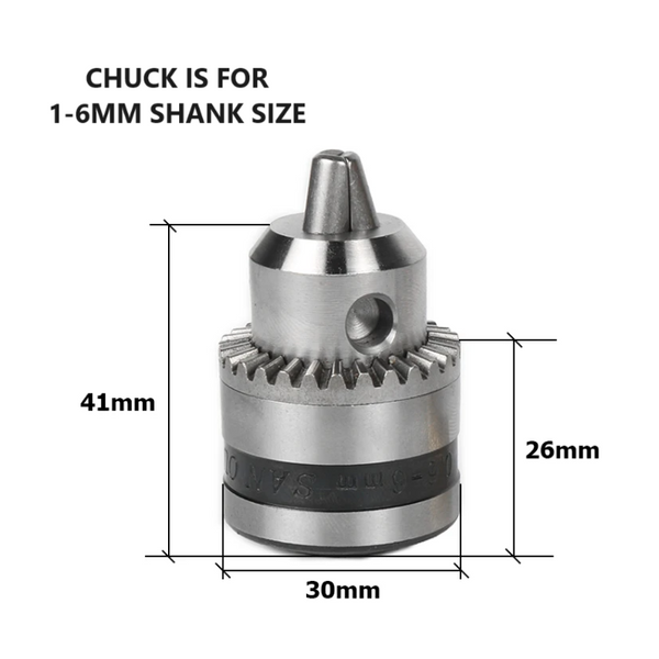 1-6mm Keyed Chuck with motor spindle 8mm hole size fits TM=2 Foredom & JoolTool bench polishers / lathes plus others