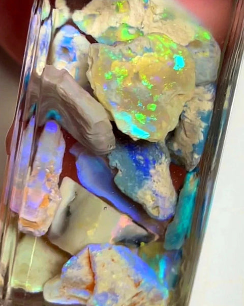 Australian Opal Rubs n Rough Parcel 82cts Lots Bright Sharp Multifires 15x14x5 to 12x7x3 mm WAE29