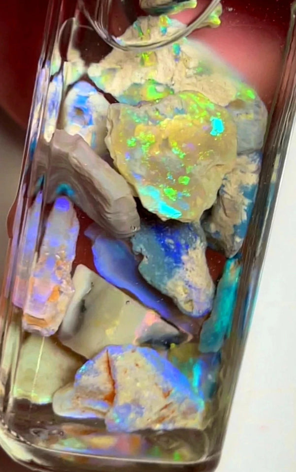 Australian Opal Rubs n Rough Parcel 82cts Lots Bright Sharp Multifires 15x14x5 to 12x7x3 mm WAE29