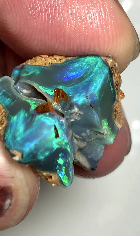 OPAL MONTH SPECIAL Lightning Ridge Rough Opal Dark Base Seam Split 15.75cts Cutters Candy Exotic High Grade Bright Multifires in stunning bars 17x15x8mm to 15x10x7mm WSZ76