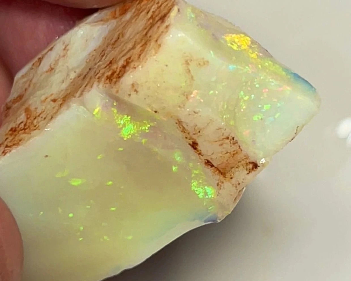 Coober Pedy Opal Rough Light base  Big Sized Seam 46cts Lots Yellow Orange dominant Bright Multicolours 34x24x14 mm NSW007