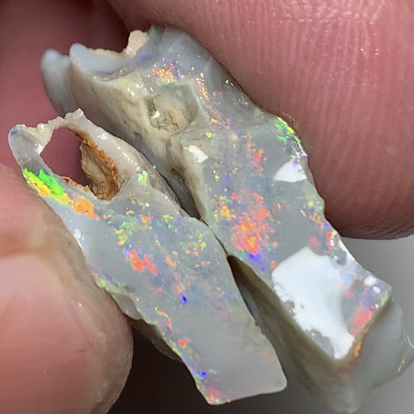 Lightning Ridge Rough Opal Semi Black Seam Split 16.4cts High Grade Exotic Vibrant Bright Lovely MULTIFIRES in bars 28x15x5mm & 18x7x5mm WSU55