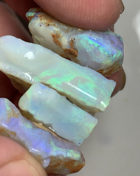 Lightning Ridge Rough Opal Thick Seams Stack cutters 80cts Select Material Lots Bright Multifires in nice thick bars 25x20x7mm to 20x15x6mm WST69