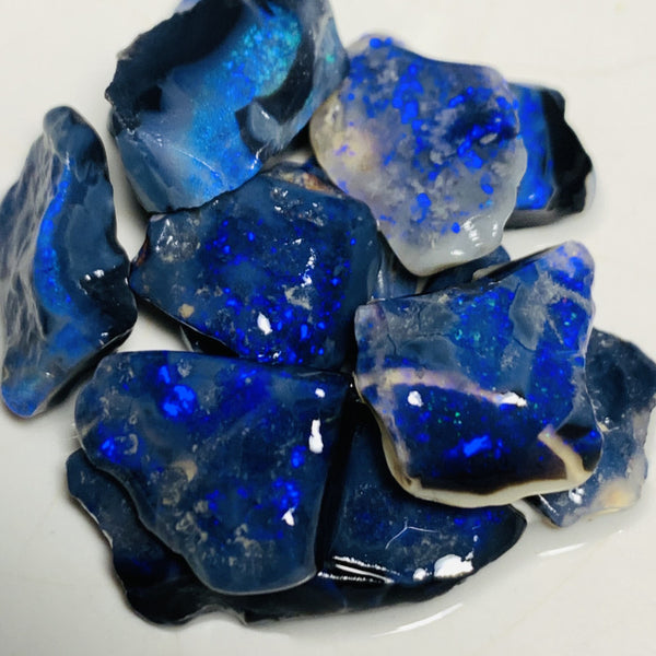 Lightning Ridge Rough Cutters Candy® Black Opal Seam parcel 54cts Gorgeous Bright fires & bars 20x12x3mm to 11x10x3mm WSS58