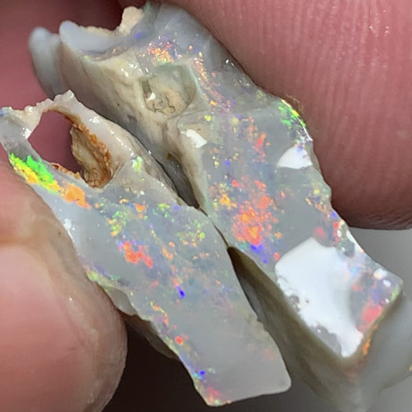 Lightning Ridge Rough Opal Semi Black Seam Split 16.4cts High Grade Exotic Vibrant Bright Lovely MULTIFIRES in bars 28x15x5mm & 18x7x5mm WSU55