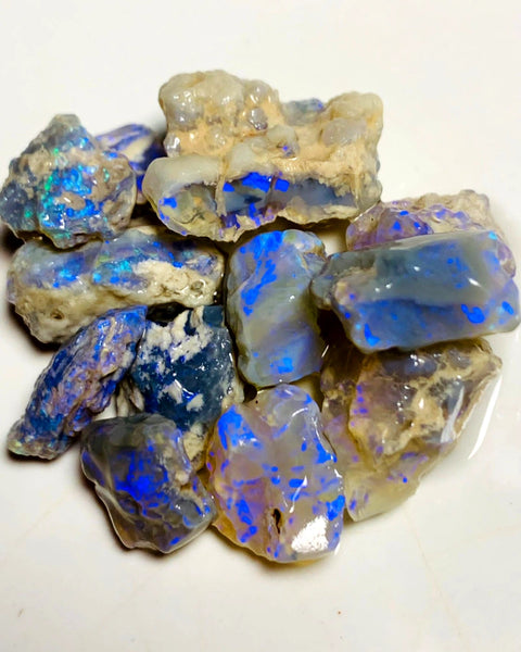 OPAL MONTH SPECIAL Lightning Ridge Rough Dark & Crystal Opal Parcel 63cts Lots of Potential & Cutters Lots Bright colours & bars 18x11x7mm to 10x9x4mm WSY99