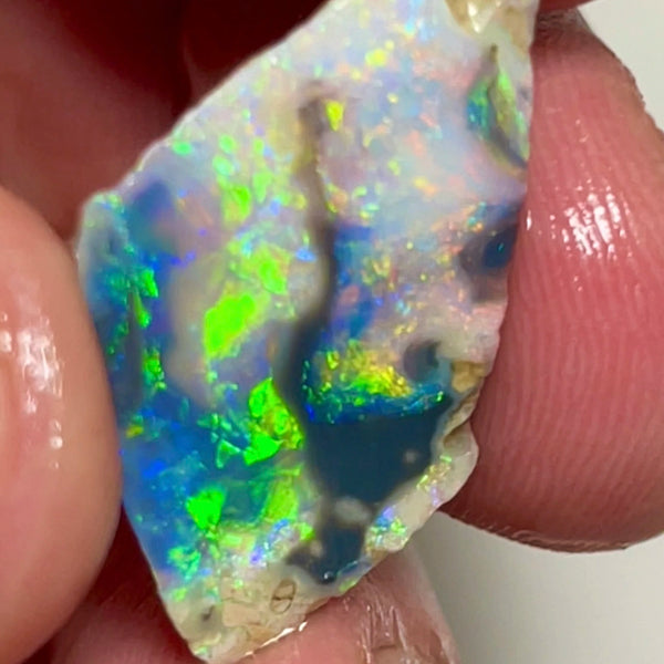Mulga® Gem Dark Seam opal rough/rub 5.40cts Wee Warra Plains Very Exotic Super Bright Bling Bling Yellow Dominant Multi Fires Super sexy Who wants this one ? 25.00x 15.00x 2.50mm NEW929
