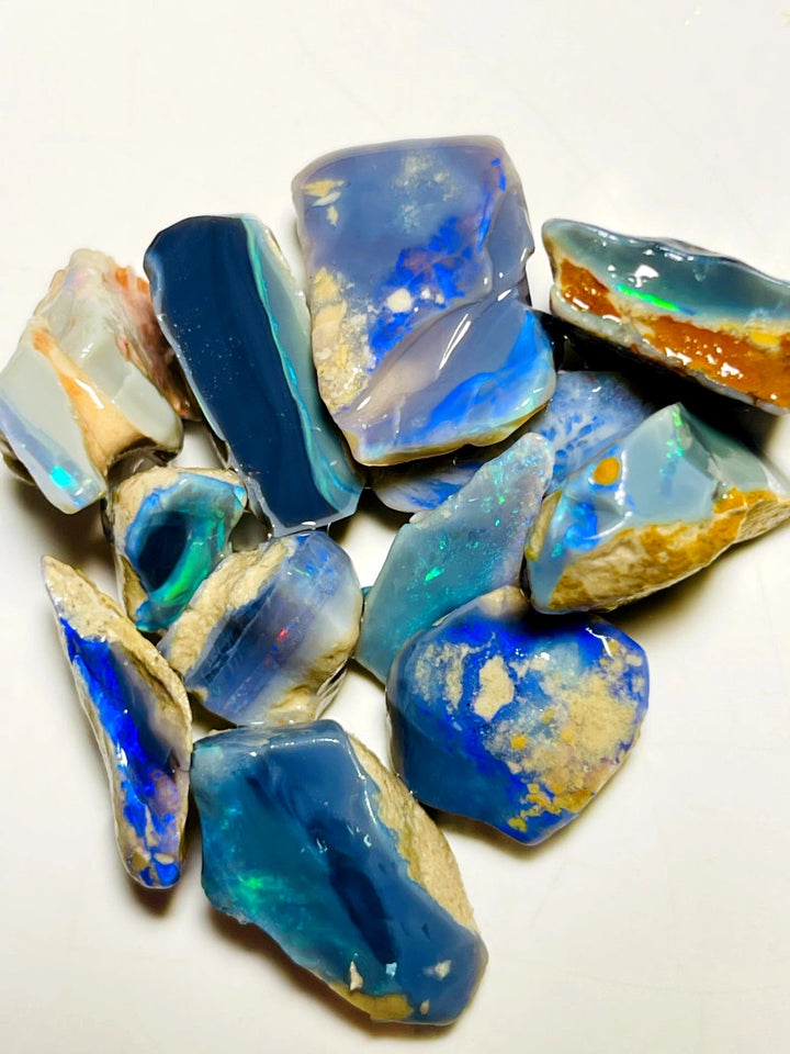 Lightning Ridge Rough nice Thick  Dark  Seams Opal Parcel 155cts Lots of Potential & Cutters Lots Bright colours & bars 23x15x7mm to 14x10x8mm WAC24