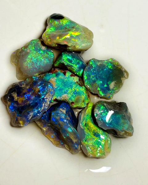 Lightning Ridge Rough Cutters Candy®  Dark & Crystal knobby Opal parcel 27cts Vibrant stunning & Gorgeous Bright Multifires & bars 17x13x8mm to 8x7x5mm WAC16