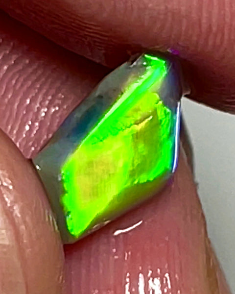 Lightning Ridge Small Opal Rough/Rub Dark Base Gem Grade From the Miners Bench® 1.65cts Satruation of Vibrant Vivid Yellow/Green dominant Electric fires 9x7x5mm WAD20