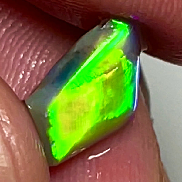 Lightning Ridge Small Opal Rough/Rub Dark Base Gem Grade From the Miners Bench® 1.65cts Satruation of Vibrant Vivid Yellow/Green dominant Electric fires 9x7x5mm WAD20