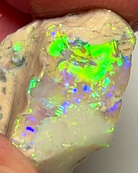 Lightning Ridge 8cts Bright & gorgeous Crystal knobby Opal rough to cut/carve Bright Multicolours 21x13x4mm 1106