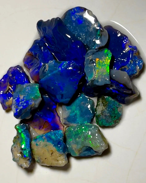 Lightning Ridge Rough Opal Parcel 41cts Cutters Select Black colourful material to cut 18x9x3mm to 10x5x2mm WAB38