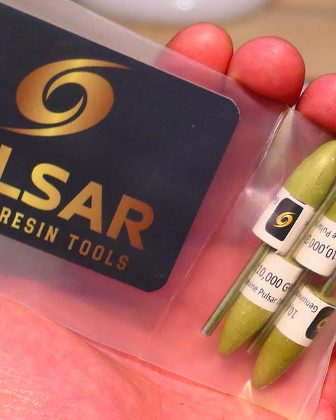 PULSAR™ DIAMOND RESIN POINTS MK2'S COLOUR CODED LAPIDARY BURRS FOR DREMEL & ROTARY TOOLS 3MM SHAFT POLISH SET 4x 10,000 GRITS