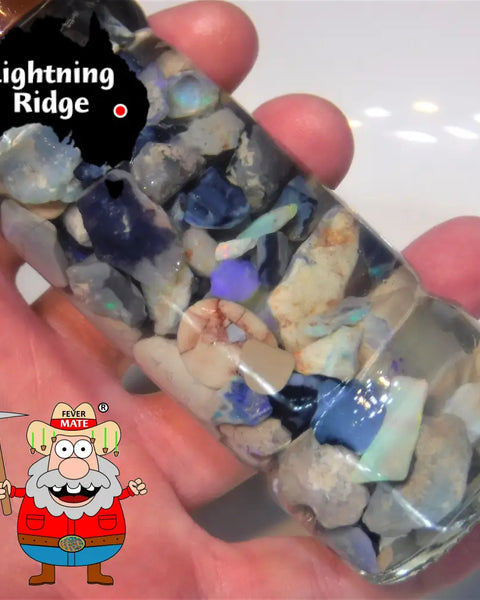 Lighting Ridge Rough Opal Parcel 475Cts Gamble Potch & Colours (Shown In Jar) 25Mm To Chip Size