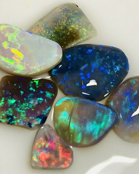 Australian Opal Rubs parcel  Gem Grade Black & Semi Black Opal Miners Bench® Rubs / Preforms 27cts Lots of Lovely bright FIRES / MULTIFIRES 20x12x3mm to 10x6x3mm GEM21
