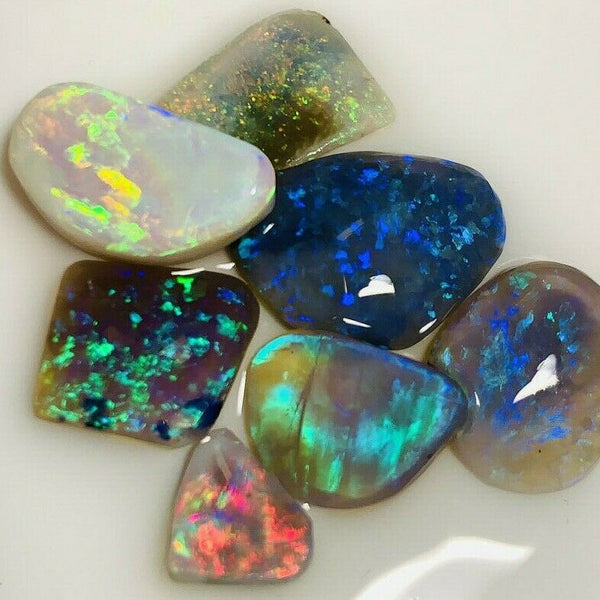 Australian Opal Rubs parcel  Gem Grade Black & Semi Black Opal Miners Bench® Rubs / Preforms 27cts Lots of Lovely bright FIRES / MULTIFIRES 20x12x3mm to 10x6x3mm GEM21