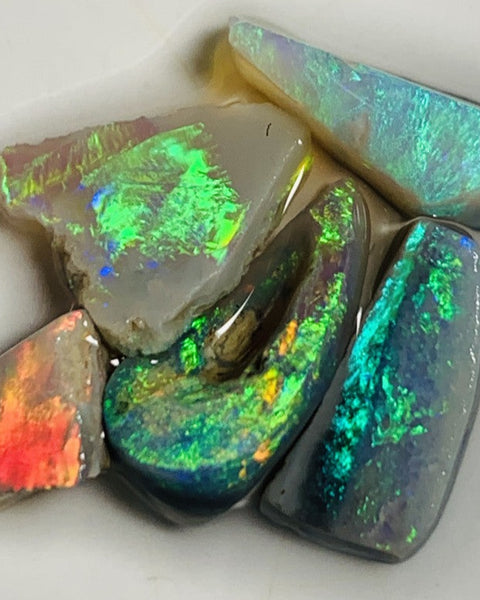 Australian Opal Rubs Parcel Semi Black & Crystal Plate of colour from the Miners Bench® 13cts Super Bright Vivid fires to faces 15x7x3mm to 6x6x4mm WSQ99