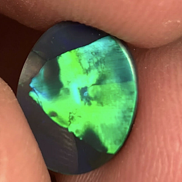 Australian Black Opal Gemstone 1.45cts N2 Body Tone B2 Brightness Angel Fish Pattern Green / Blue fires 12x9x2mm  GEM895