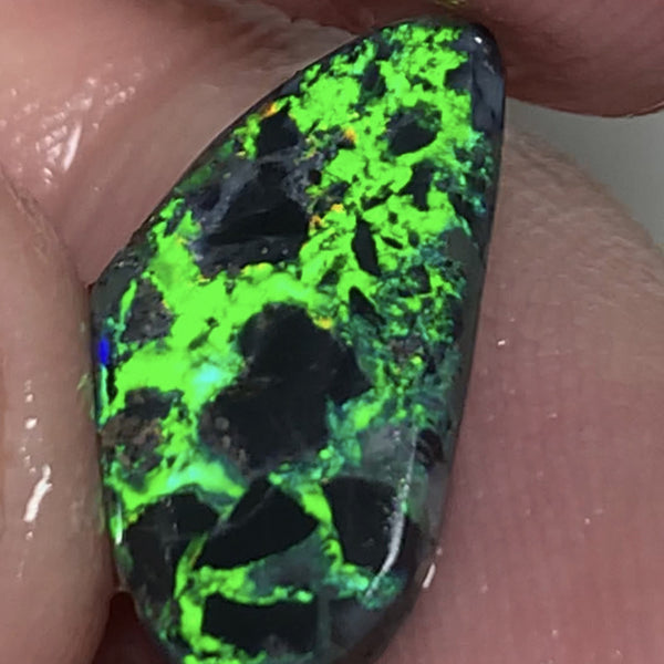 Australian Opal Rough Rub prefrom Gem Grade N3 Black Opal Miners Bench® Snake Skin 2.9cts Lots of Lovely Sharp bright green fires 15x8x3mm WSN42