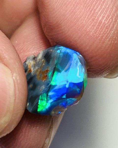 Australian Opal Semi Black Crystal Rub 4cts Extremely Saturated Vibrant Rough / Rub Super Vivid bright fires gorgeous play of colour WSC358