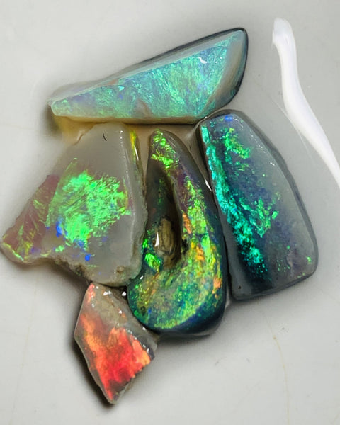Australian Opal Rubs Parcel Semi Black & Crystal Plate of colour from the Miners Bench® 13cts Super Bright Vivid fires to faces 15x7x3mm to 6x6x4mm WSQ99