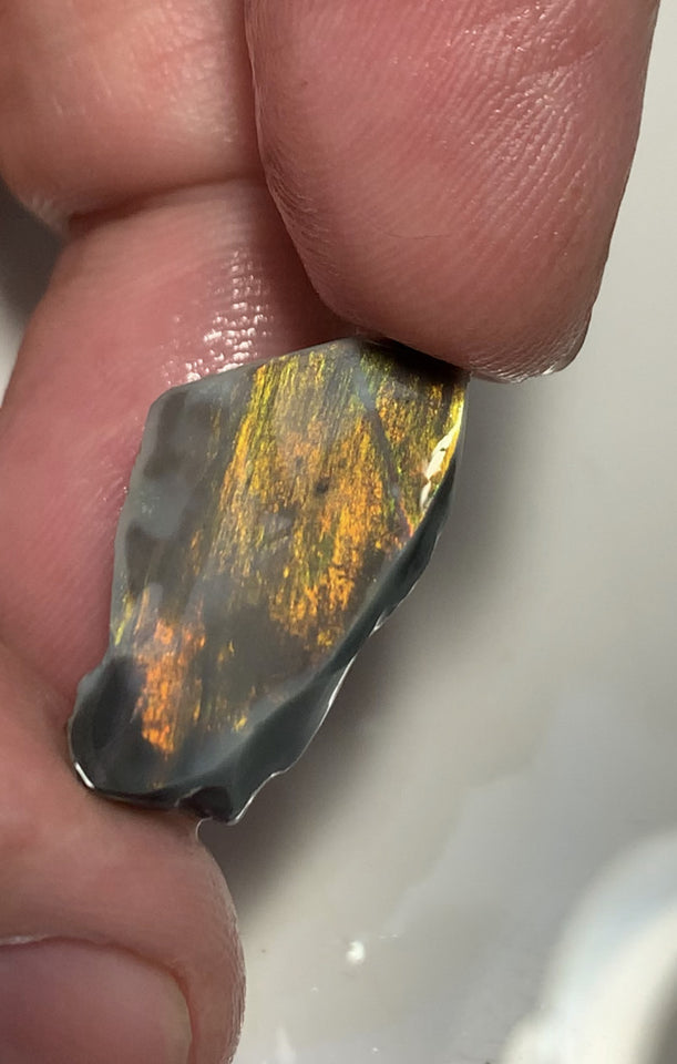 Australian Black Opal High Grade Rough / Rub Jewellery Grade  N3 Bodytone 13.5cts Packed with bright Orange fires & gorgeous pattern WSB659