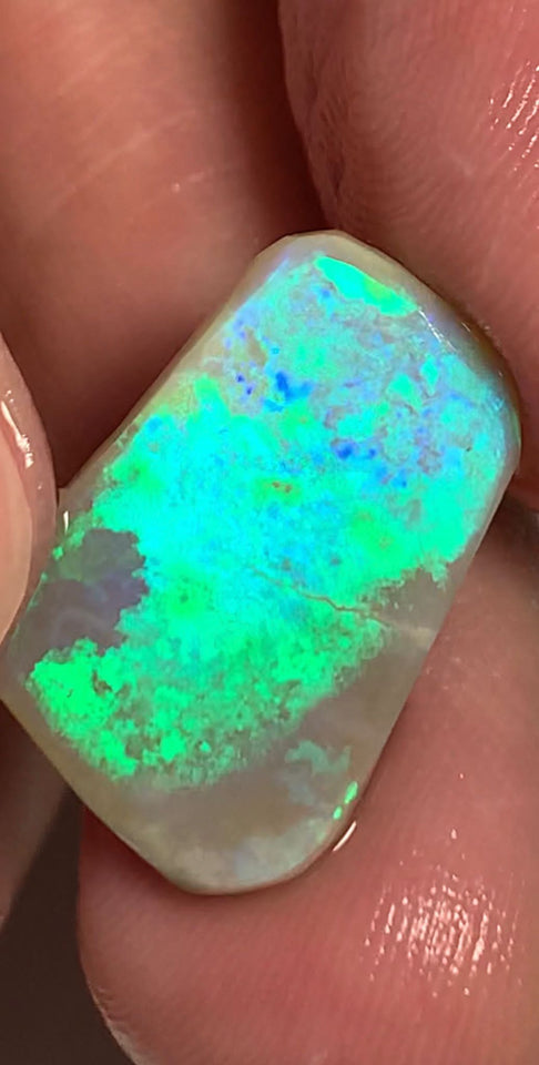 Australian Rough Rub Mintabie Opal 9.4cts Semi Black Seam Top Brightness Super Saturated &  Vivid Multifires Packed with Potential 20x14x3mm WSN49