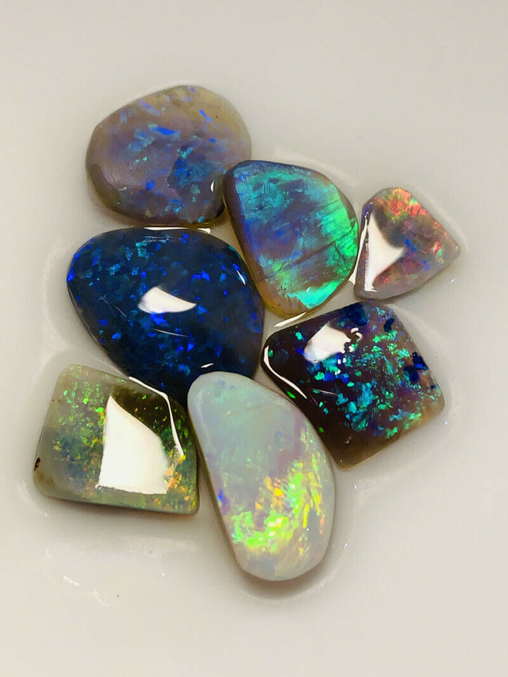 Australian Opal Rubs parcel  Gem Grade Black & Semi Black Opal Miners Bench® Rubs / Preforms 27cts Lots of Lovely bright FIRES / MULTIFIRES 20x12x3mm to 10x6x3mm GEM21