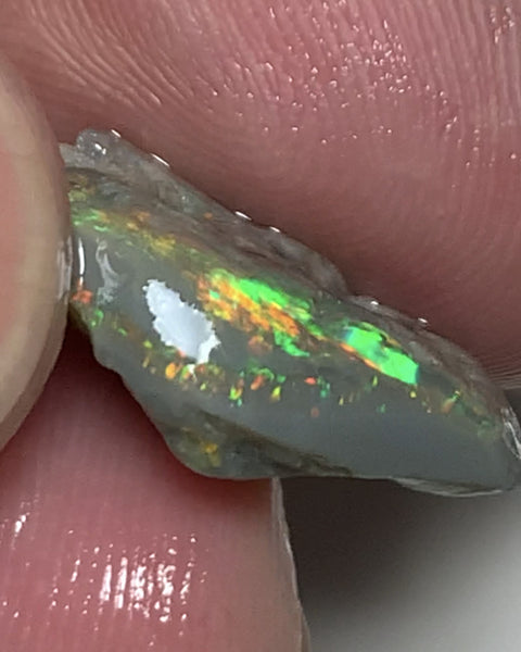 Australian Lightning Ridge Cutter Candy Select Bright Semi Black Crystal Seam Rough Opal 8cts Exotic Bright Yellow/orange dominant fires 21x11x5mm WSP58