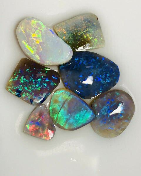 Australian Opal Rubs parcel  Gem Grade Black & Semi Black Opal Miners Bench® Rubs / Preforms 27cts Lots of Lovely bright FIRES / MULTIFIRES 20x12x3mm to 10x6x3mm GEM21