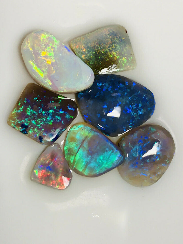 Australian Opal Rubs parcel  Gem Grade Black & Semi Black Opal Miners Bench® Rubs / Preforms 27cts Lots of Lovely bright FIRES / MULTIFIRES 20x12x3mm to 10x6x3mm GEM21