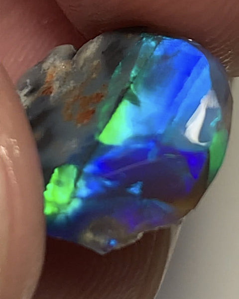 Australian Opal Semi Black Crystal Rub 4cts Extremely Saturated Vibrant Rough / Rub Super Vivid bright fires gorgeous play of colour WSC358