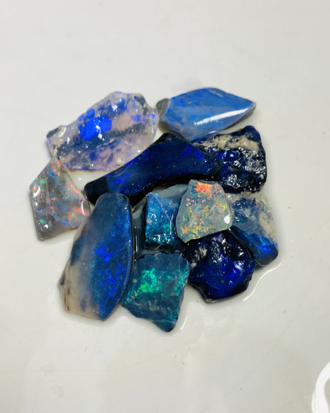 Australian Rough Opal Parcel 36cts Black & Semi Black & Crystal Select High Grade Bright Lovely colourful material for cutters 22x8x3mm to 9x8x2mm WSM80