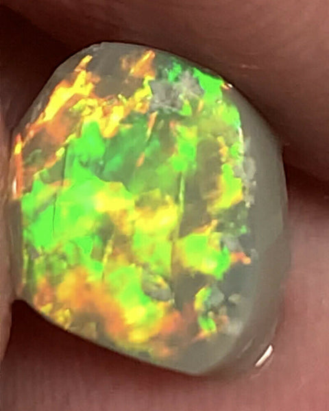 Australian Opal Amazing Gem Quality Semi Black Rub 2cts Rough / Rub / Preform Super bright MULTIFIRES Broadflash zones & bits of chaff  10x8x3 GEM199