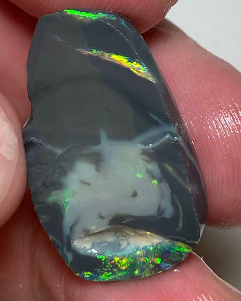 Australian Rough / Rub N4 Black opal  23cts Large Picture stone with Vibrant Bright multicolour bars 29x17x7mm WSQ29