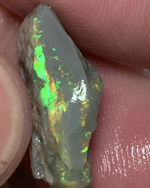 Australian Lightning Ridge Cutter Candy Select Bright Semi Black Crystal Seam Rough Opal 8cts Exotic Bright Yellow/orange dominant fires 21x11x5mm WSP58